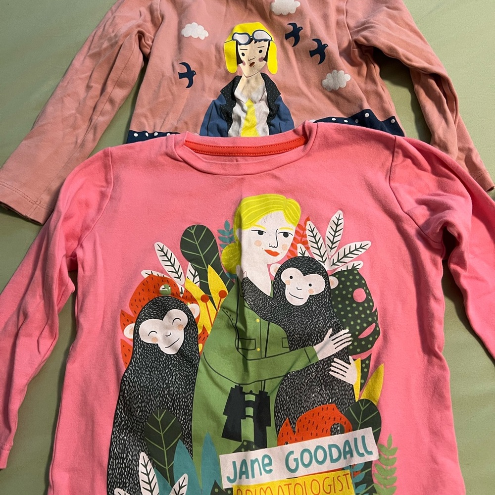 Piccolina Long Sleeve Shirts- Amelia Earhart and Jane Goodall